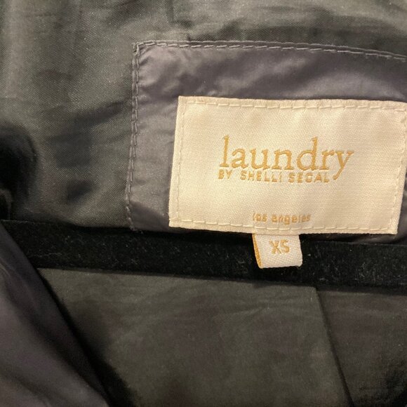 Laundry By Shelli Segal Puffer Down Black Sz XS Belted Coat Jacket Hood Quilted - Picture 11 of 13